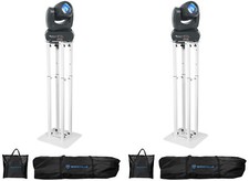 2 Rockville Rock Beam DC DJ Club Stage Pro Moving Head Lights White Totem Stands