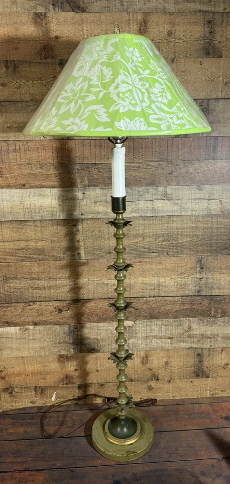 Lámpara de pie Mid Century años 60 vintage 1960 lámpara de pie de metal latón verde Foto 2 de 4