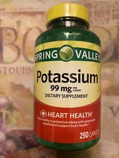 Spring Valley Potassium Gluconate Dietary Supplement - 250 caplets~Exp. 01/2028.