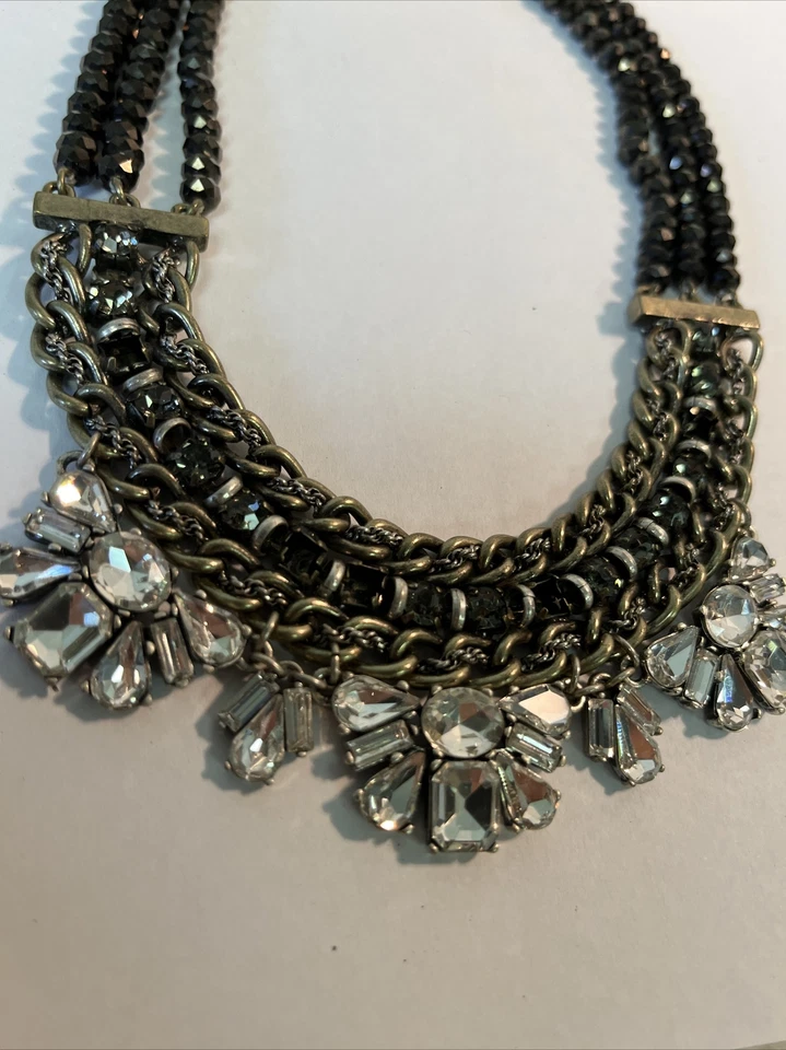 ANN TAYLOR LOFT Multi-chain  RHINESTONE CRYSTAL NECKLACE - Image 4 of 4