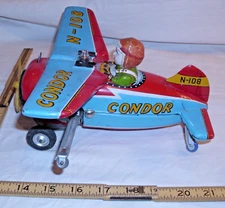 CONDOR CIRCLING AIRPLANE BATTERY TIN TOY MODERN TOYS JAPAN 1960 WORKS