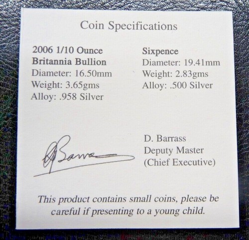 Silver Sixpence & 2006 1/10th Oz 958 Britannia Gift Set Red Pouch Select 6d Date - Picture 2 of 24