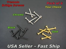 6 Pcs Tremolo Bridge Screws for Fender Stratocaster Guitar Chrome, Black or Gold
