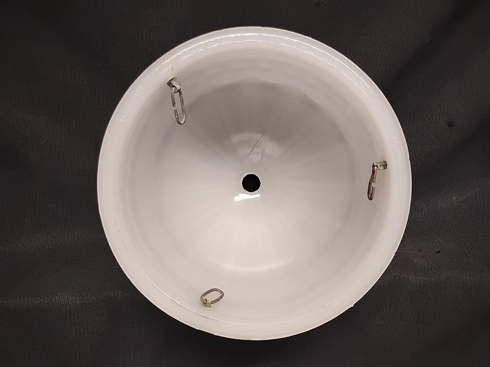 1913 Brascolite Milk Glass Pendant Greek Keys Light Shade Fixture 9" x 6" Opal - Image 4 of 4