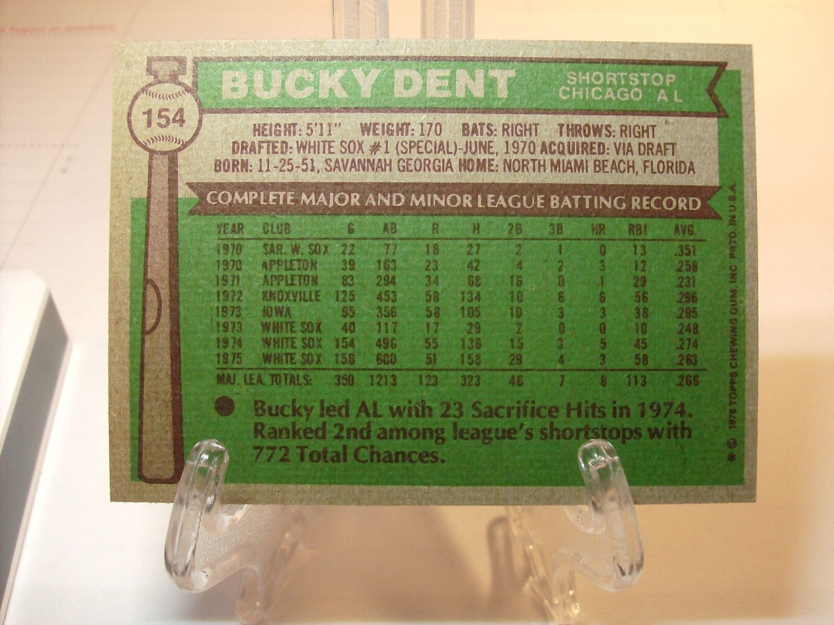 1976 Topps Baseball Card #154 Bucky Dent (91768) | eBay