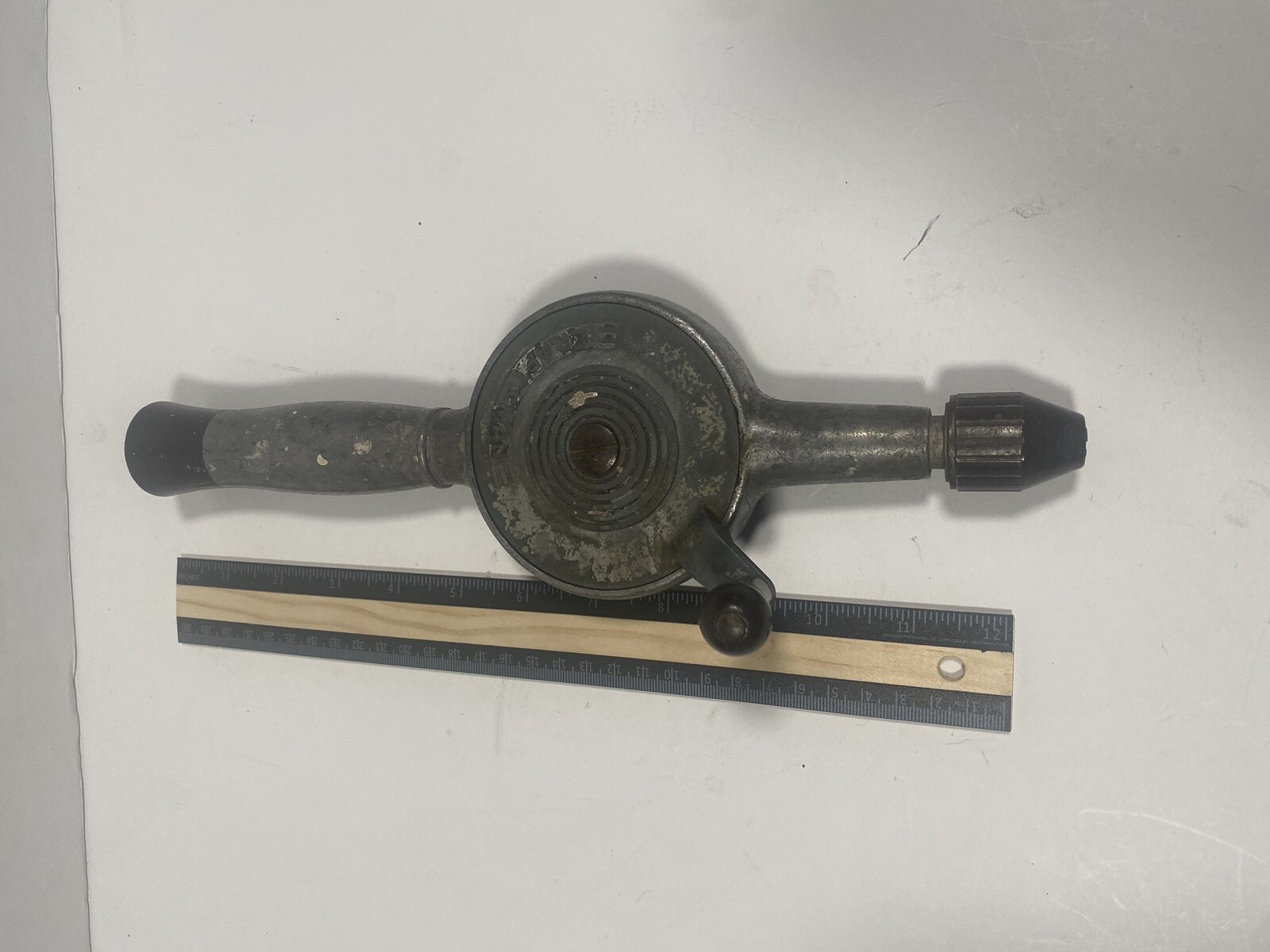 Craftsman Manual Hand Drill Jacob's Chuck 4191 Wooden Handle Vintage