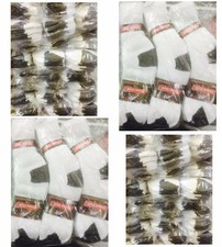 Wholesale Lots Men Sports Cotton Crew Socks White H/T Black Tips P274 9-11 10-13