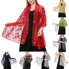 Evening Dress Wedding Shawls Sequin Embroidered Shawl Hollow Out Sheer Scarves