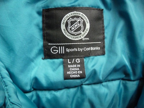 NHL San Jose Sharks Puffer Vest Women's L Green Glll Sports By Carl Banks EUC - Picture 7 of 9