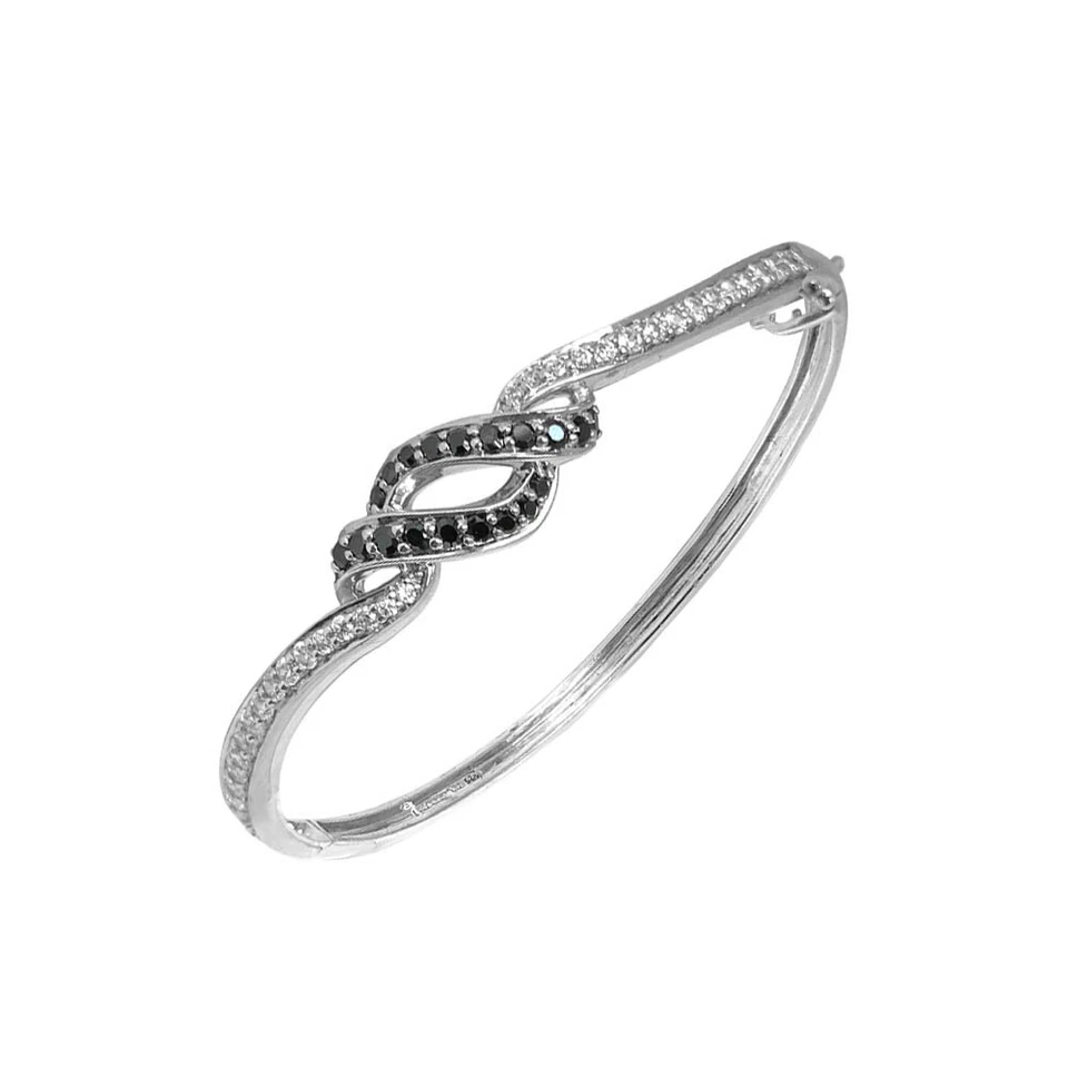 Natural Black Spinel 2Beloved cuff/ bangle Bracelet Sterling Silver - Image 4 of 4