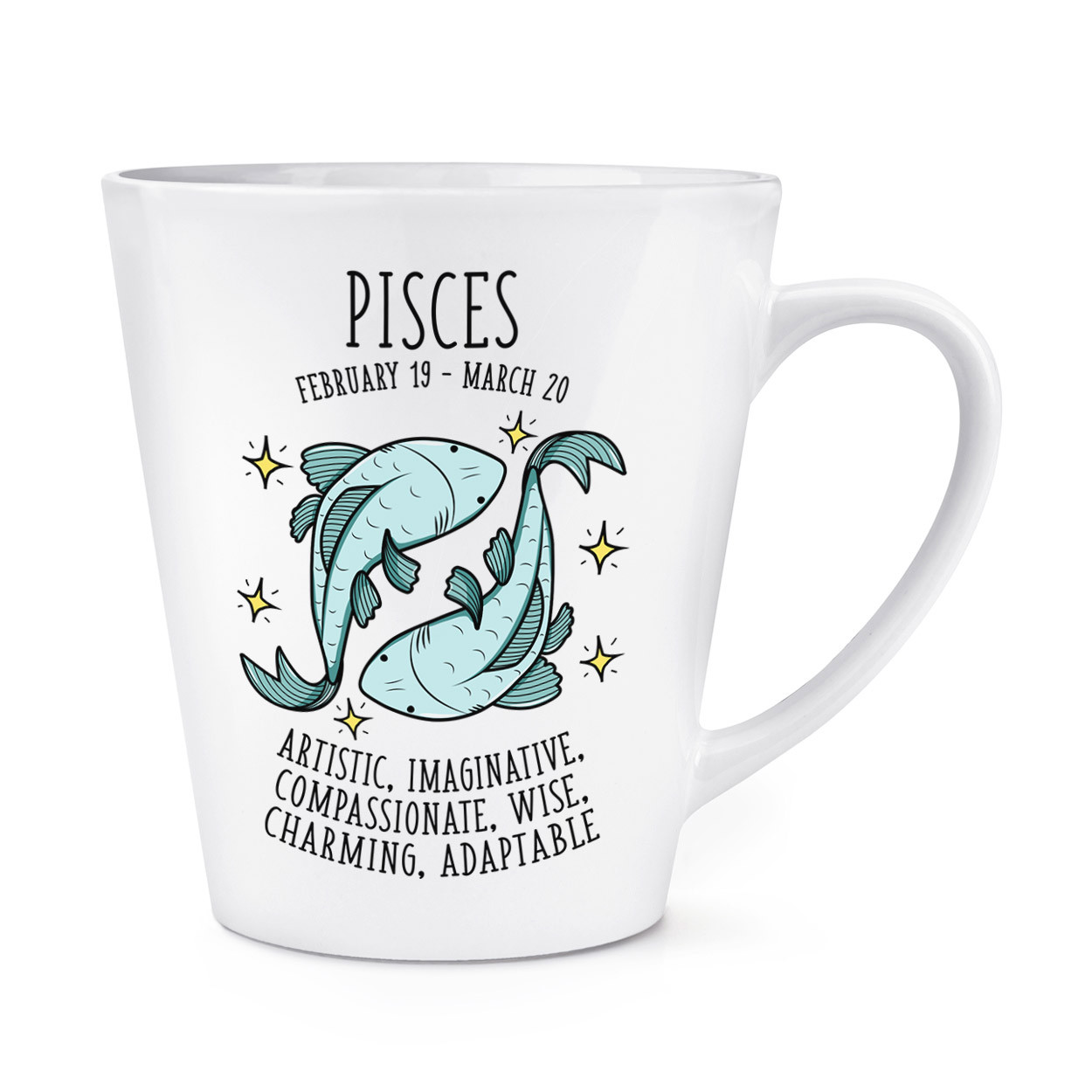 Pisces Horoscope 12oz Latte Mug Cup - Astrology Star Sign Zodiac Birthday