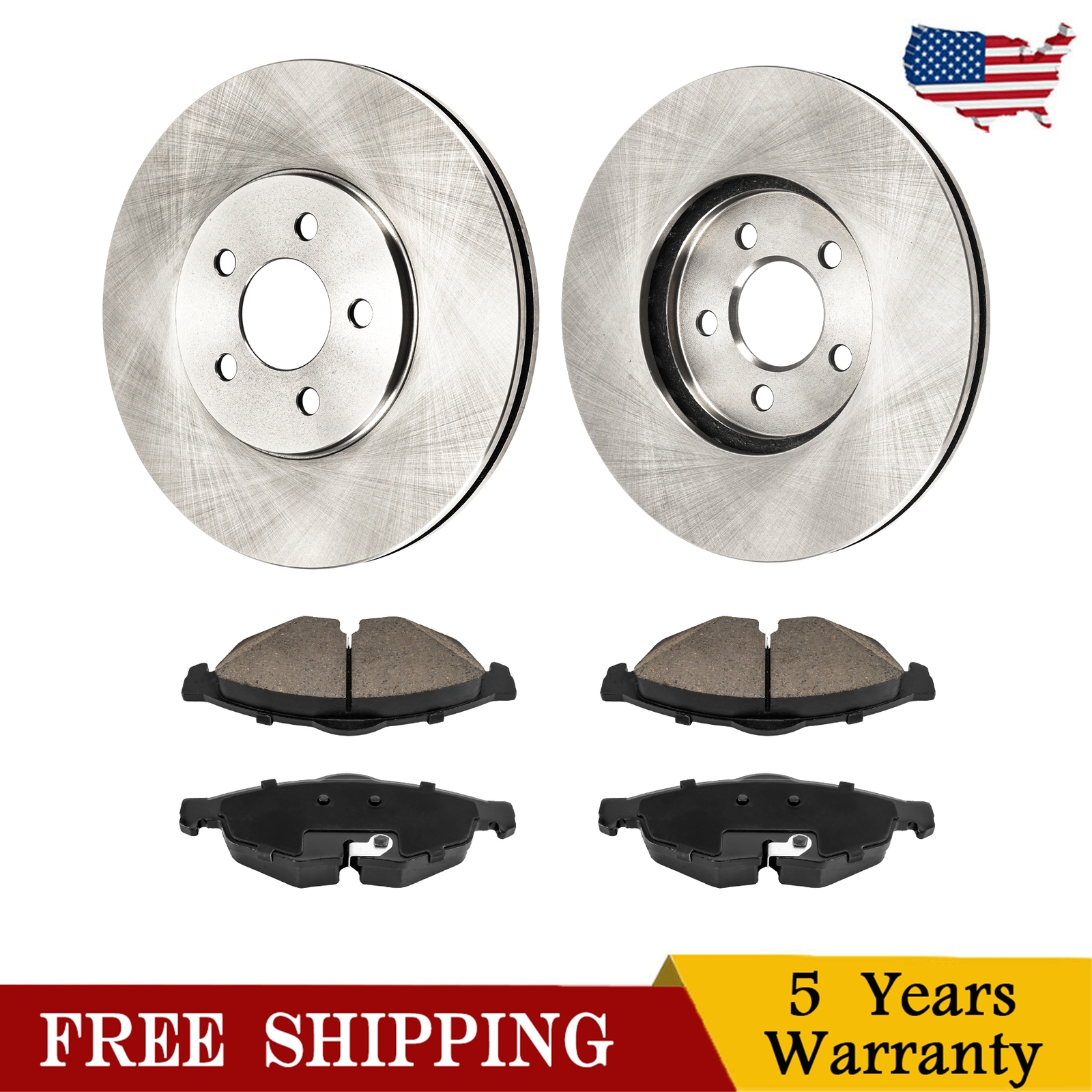 For Dodge Stratus 2001-2006 Chrysler Sebring Front Disc Rotors Ceramic Brake Pad