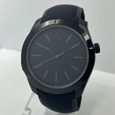 Movado BOLD Men's Motion Silicone Band Black Steel 44mm Watch 3660002 TIME ONLY