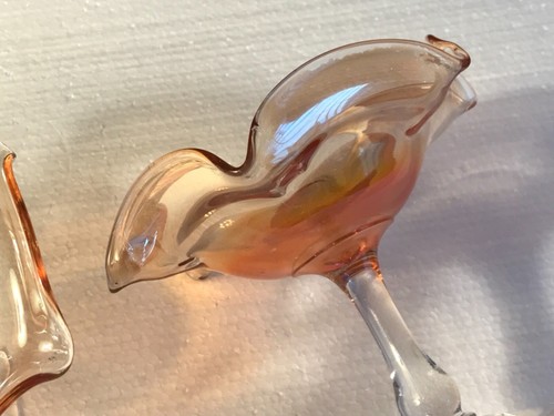 Carnival Glass Compote / candy dish pair Golden flash look blown FREE SHIP - Picture 2 of 5