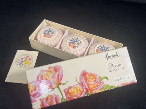 VTG Rare New Open Box Harrod's Rose Bath Soap Finely Milled 3 Soaps In Box - Picture 11 of 17