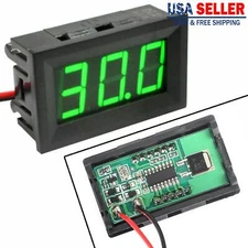 5Pcs Dc 5-120V Voltmeter Green Led Panel 3-Digital Display Volt Meter 2-Wire USA