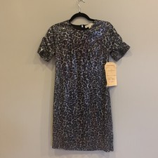 Micheal  Kors Sequined Black Cheetah Pattern Dress M NWT