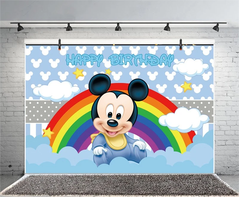 Mickey Mouse Backdrop Boy Girls Happy Birthday Party Photo Background Banner - Image 3 of 4
