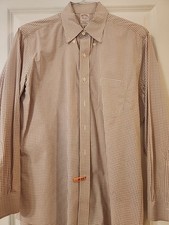 Brooks Brothers 15 1/2 33 Dress Shirt The Original Polo Shirt, Brown Check