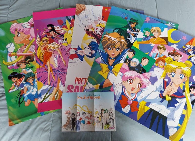Vintage Sailor Moon Anime Poster Lot~Set of 5~S, SuperS, Stars~Bonus Mini Poster