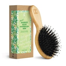 Natural Boar Bristle Hair Brush Mini Size, Portable, Easy Carry for Women, Men,