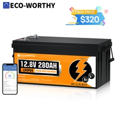 ECO-WORTHY 12V 280Ah 3584Wh Bluetooth LiFePO4 Lithium Battery For RV Home