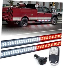  2PCS 60 Inch Emergency Strobe Lights Strip LED Running Board White Red