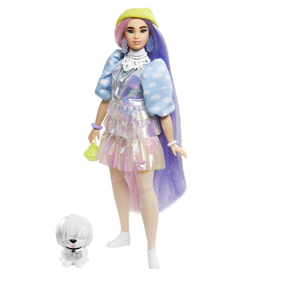 Barbie Extra Fashion Doll with Shimmery Look, Pink & Purple Fantasy Hair, Access