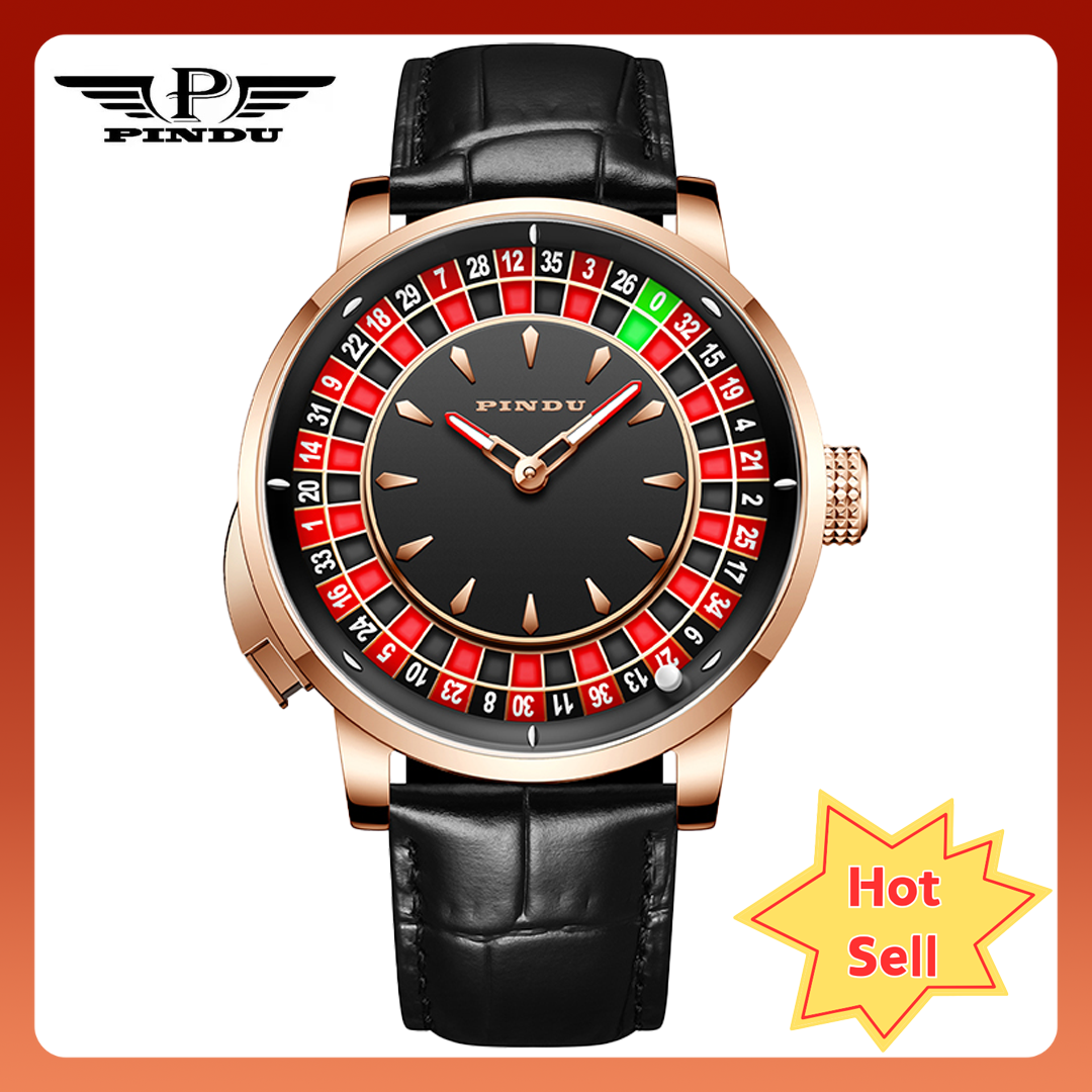2024 PINDU luxury classic daily wear 3ATM waterproof button roulette men's watch