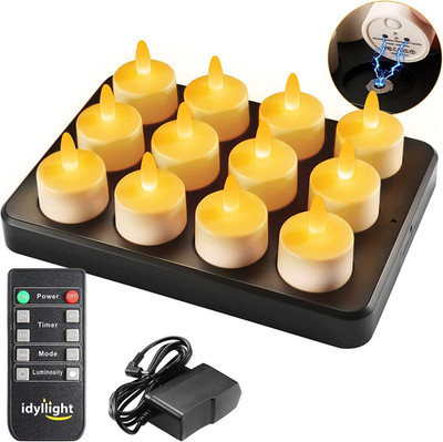 Rechargeable Tea Lights with Remote,100 Hours Flickering Working Waterproof Led