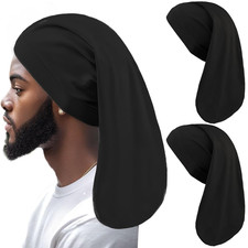 2 Pcs Black Dreadlock Cap Unisex Jumbo Dreadlock Cap Long Hair Dreads Head Wrap