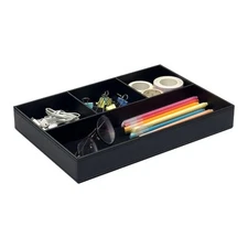 Flat 4-Slot Leather Desk Drawer Tray Stationery Sundries Gadget Organizer Sto...