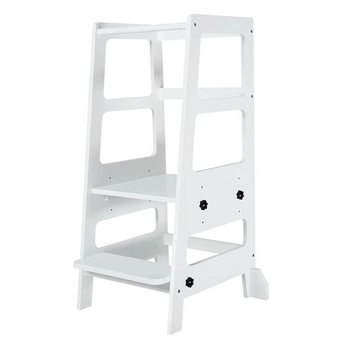 ZYTTY TODDLER STEP STOOL, WOODEN HELPER WHITE - VC-SS03W - - Scratch & Dent