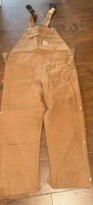 Carhartt OR4393-M Firm Duck Insulated Bib Overalls Loose Fit Lrg SHORT