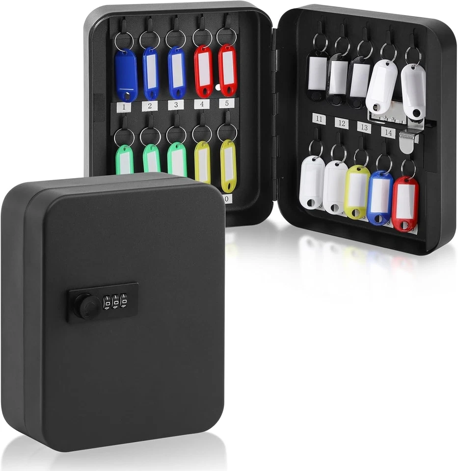 Key Storage Lock Box with Code Wall Mount Key Cabinet Organizer Black - Image 3 of 4