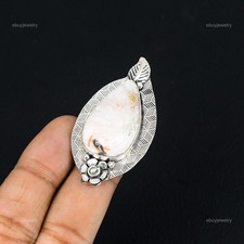 Halloween Deal Sterling Silver Scolecite Gemstone Statement Flower New Ring US 6