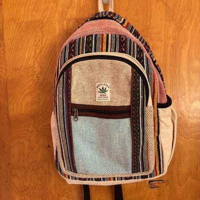 Himalayan Hemp THC Free Pure Handmade Multi Pocket Laptop Backpack Made In Nepal