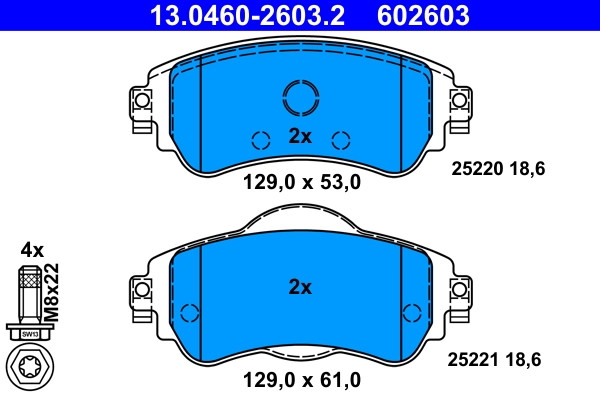 Plaquettes de frein ATE 13.0460-2603.2 pour système de disque arrière OE 4254 A9