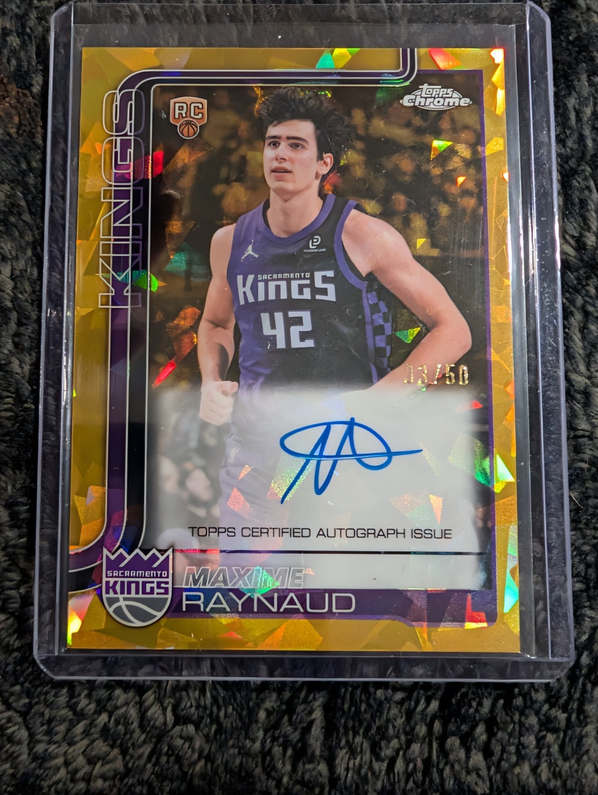 2025-26 Topps Chrome Sapphire Maxime Raynaud Rookie Auto Gold Refractor /50