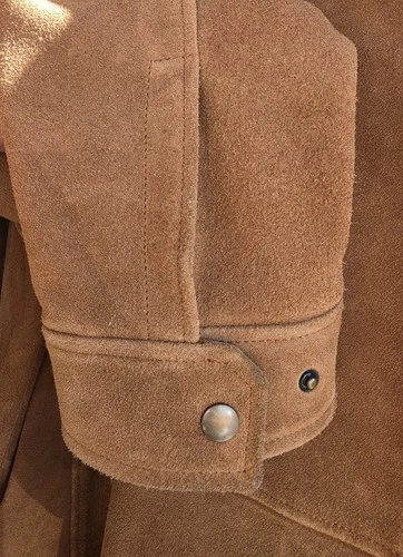 Banana Republic Men's Brown Suede Bomber Jacket Lined Stand Collar Full Zip XL image 2
