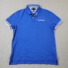 Tommy Hilfiger Polo Mens Large Blue Custom Fit Shirt