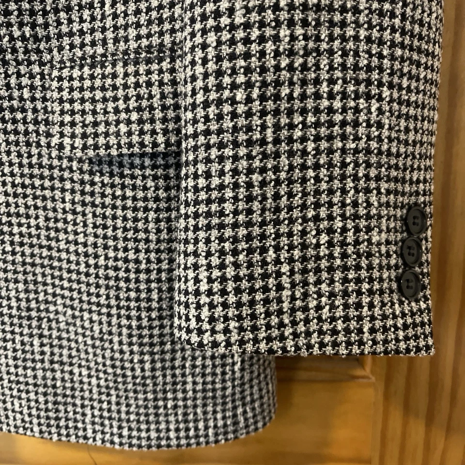 CHAQUETA BLAZER TWEED TEJIDA 100% LANA BLANCO Y NEGRO VINTAGE PARA HOMBRE - PIERRE CARDIN Foto 2 de 4
