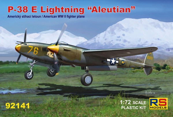 Maquette avion P-38E Lightning 1/72 RS Models avec 5 décos Aleutian