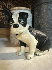 Vintage Cast Iron French Bulldog Boston Terrier Dog Door Stop 7 Inch tall