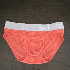 Jack Adams Men's Ribbed Modal Elastane Brief Underwear Orange White Size M