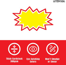 Starburst Price Tags with Stickers 100Pcs  Yellow Sale Signs for Retail Stor...