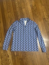 Vineyard Vines Girls Performance Blue Whale Tails 1/4 Zip Pullover Top XL 16 