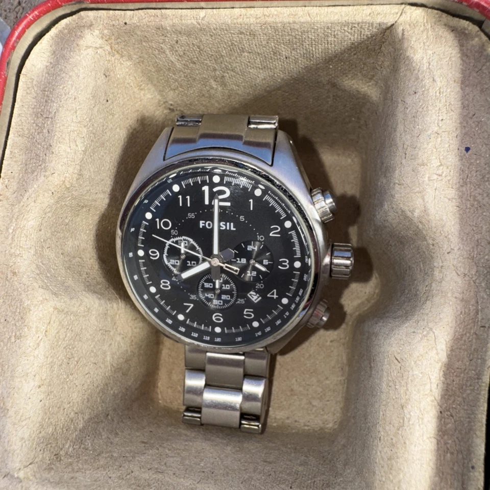 Reloj Fossil Cronógrafo Hombre Acero Negro Fecha CH2800 Batería Nueva Foto 3 de 4