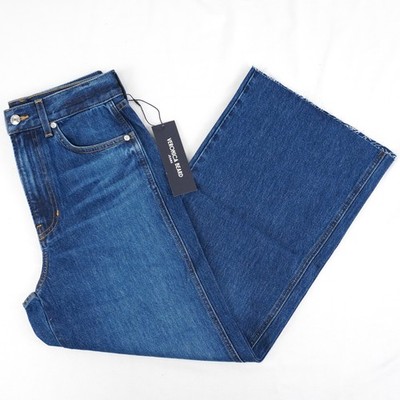 Veronica Beard Taylor Cropped Wide Leg High-Rise Jeans In Bright Blue - Size 28