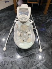 Ingenuity InLighten Foldable Baby Swing Lion theme Gray Mint Beige Lights Music